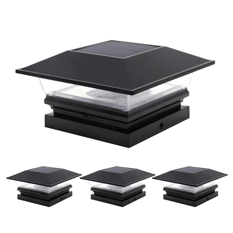 GKOplus Black Solar Powered Post Cap Lights For 3.5X3.5 4X4 Wood Or